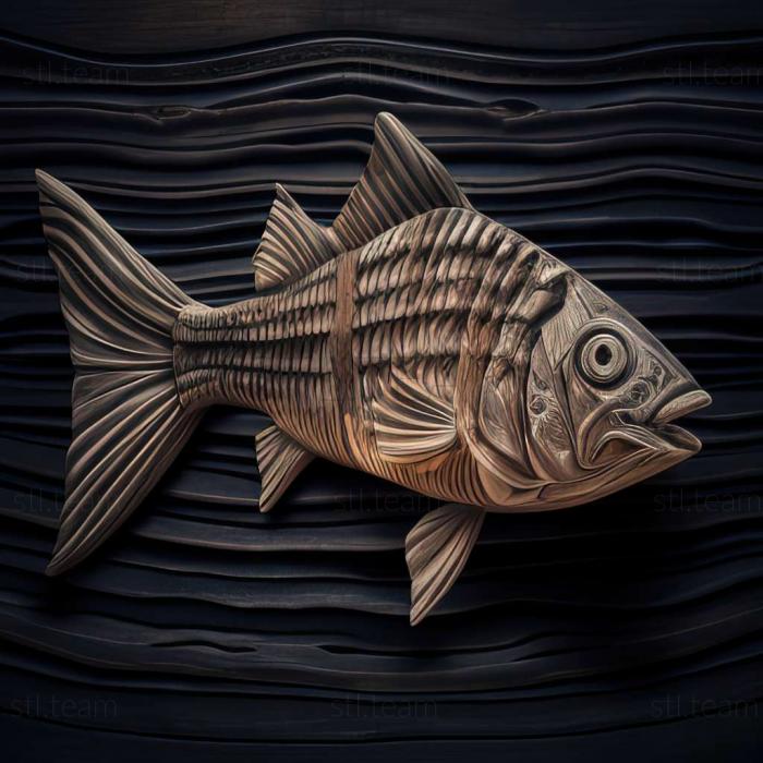 3D model Striped barbus fish (STL)